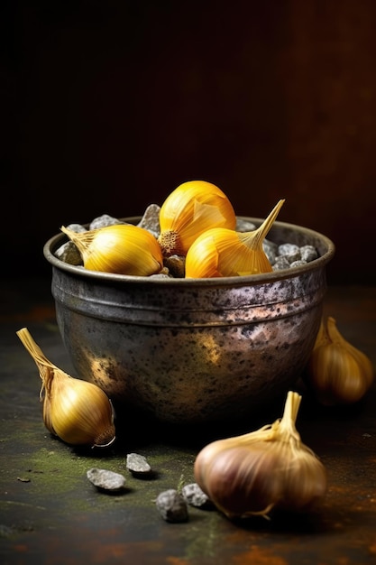 Un plato de cebollas doradas