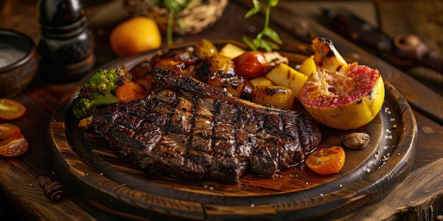 Plato para la cena de carne a la parrilla