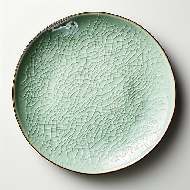 Plato de cena de cerámica Celadon elegante de forma irregular con un diseño de idea de concepto creativo con textura