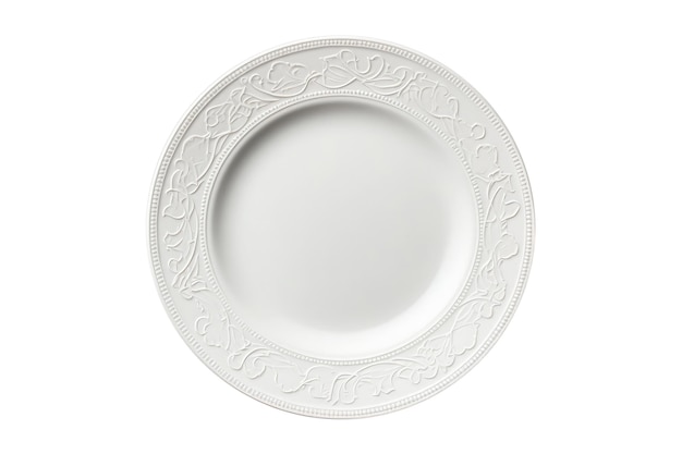 Plato de cerámica blanca con borde en relieve simple pero elegante