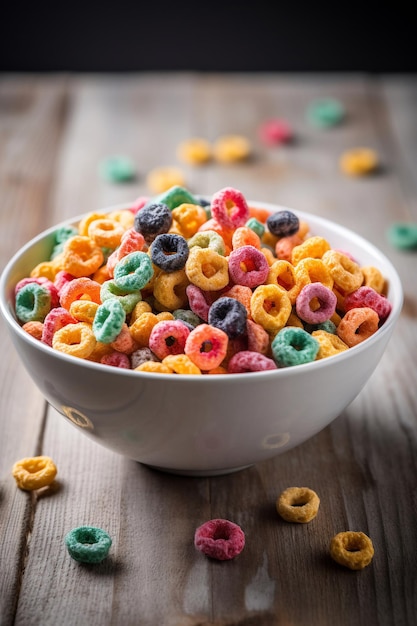 Un plato de cereal con la palabra cereal