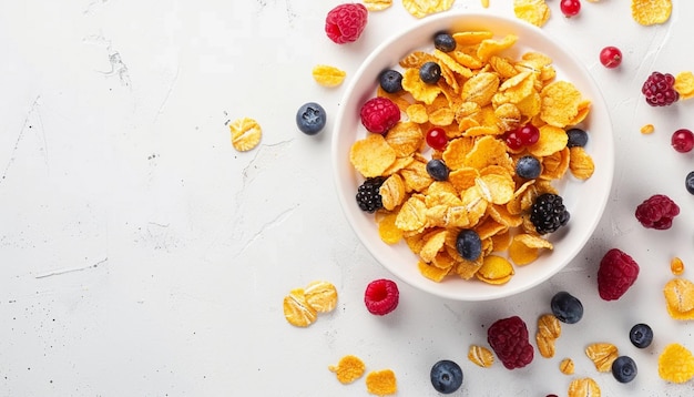 un plato de cereales con arándanos y arándanos