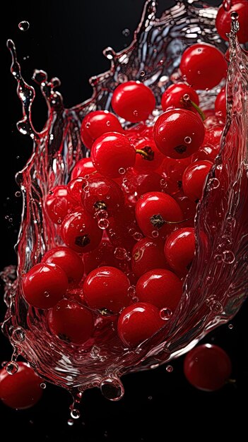 un plato de cerezas con gotas de agua