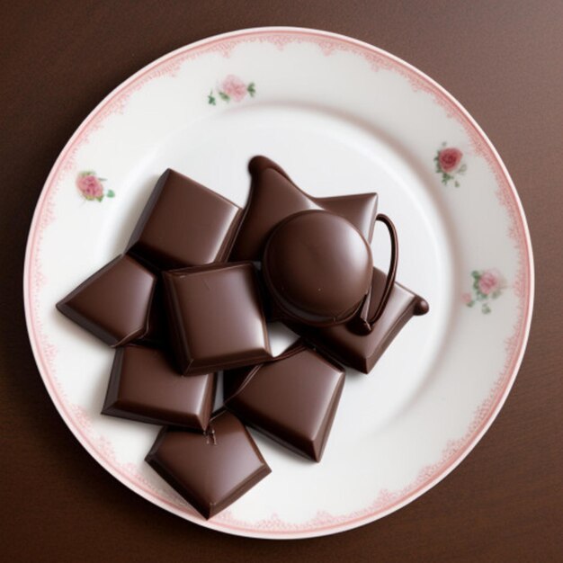 un plato con chocolates y un plato de flores con un patrón de flores