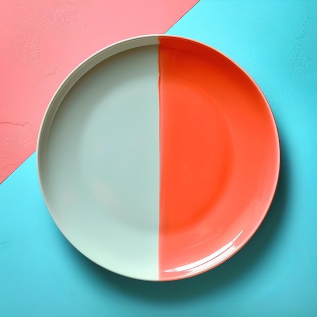 Un plato con un color rojo y blanco