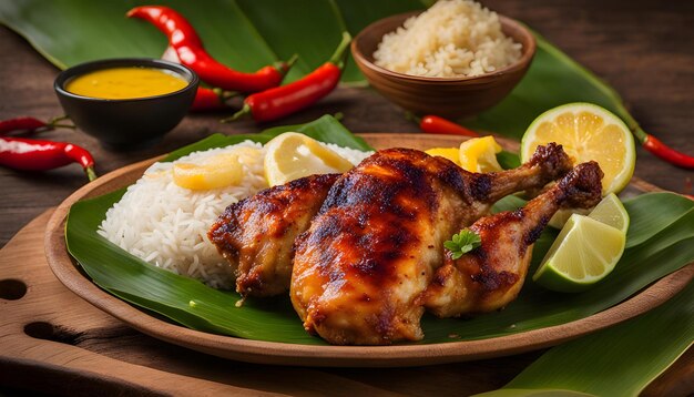 Un plato de comida con arroz y arroz y un plato de arroz