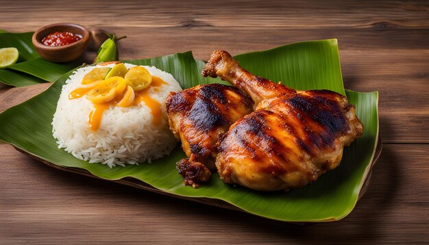 un plato de comida con arroz y arroz