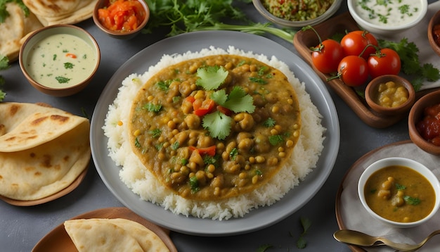 un plato de comida con arroz y frijoles y arroz