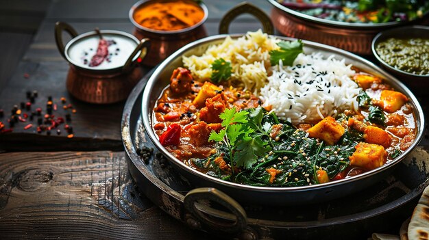 un plato de comida con arroz y verduras en él