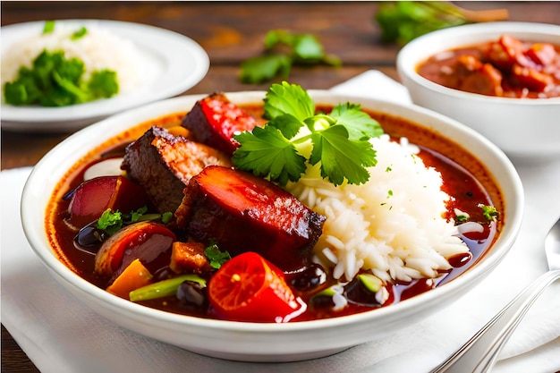 un plato de comida con arroz y verduras