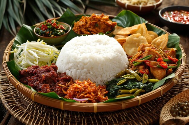 un plato de comida con arroz y verduras