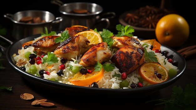 un plato de comida con arroz y verduras