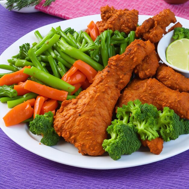 Un plato de comida con brócoli y zanahorias