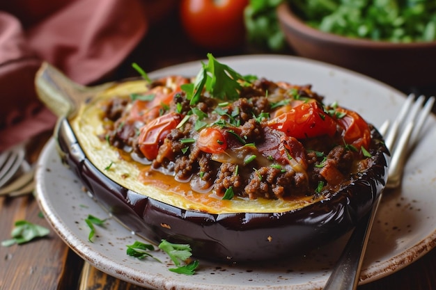 un plato de comida con una comida negra en él