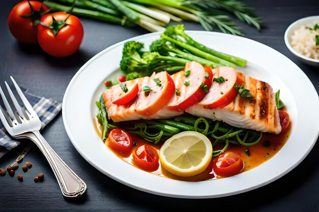 Un plato de comida con un cuchillo y tenedor al lado