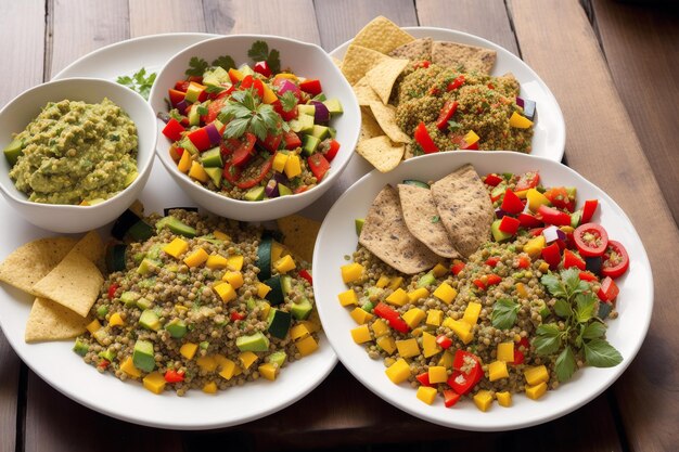 Un plato de comida con diferentes tipos de comida