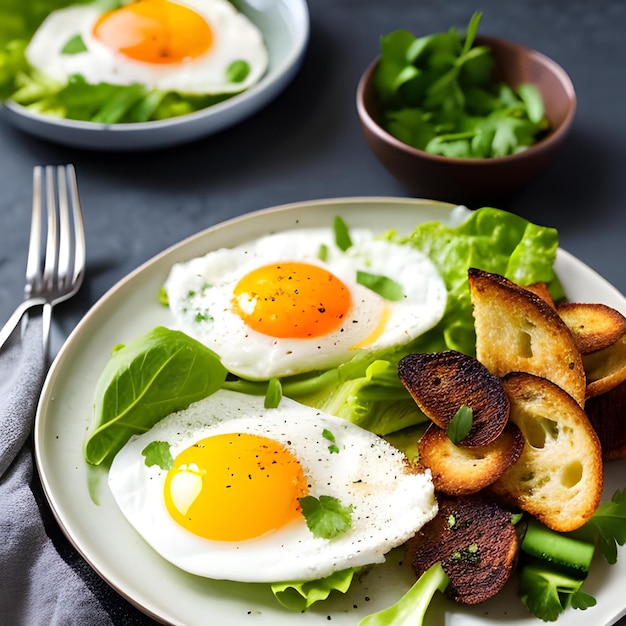 Plato de comida para freír huevos