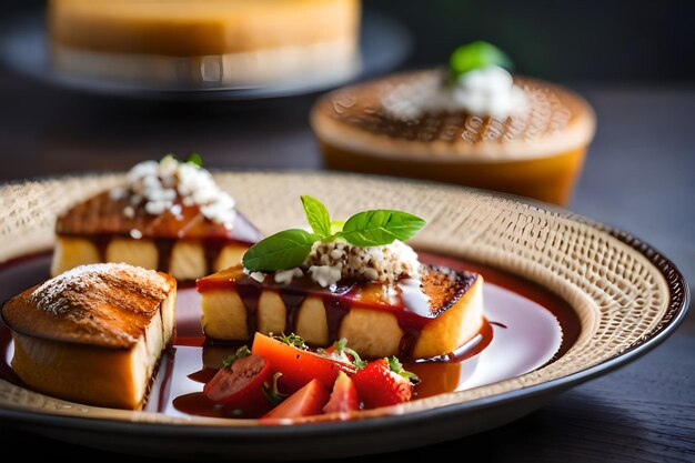 Foto un plato de comida con fruta