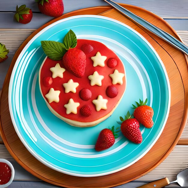 Un plato de comida con una galleta en forma de estrella