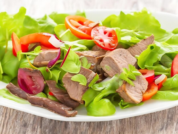 Foto un plato de comida generado por ai