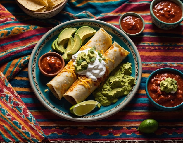 Foto un plato de comida con guacamole y guacamole en él