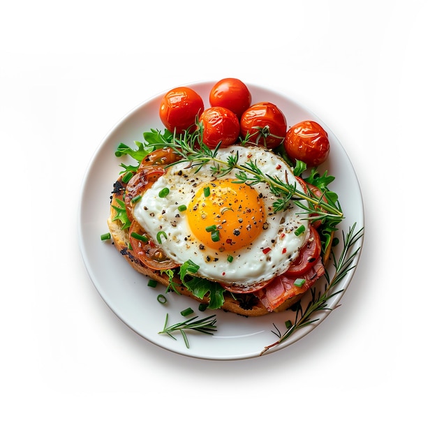 Plato de comida con huevos y tomates IA generativa