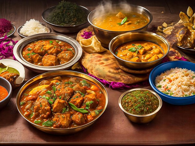 El plato de comida indio hiperrealista