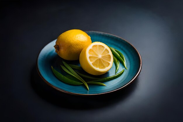 plato de comida con un limón y limón