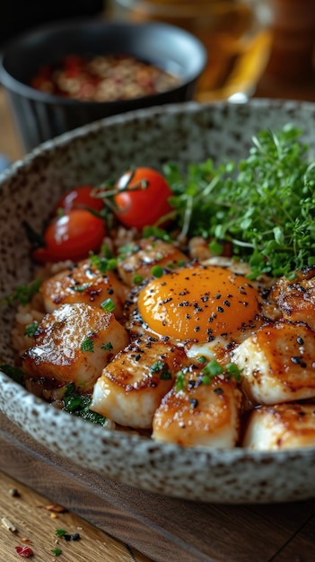 un plato de comida con un montón de tomates y un tomate