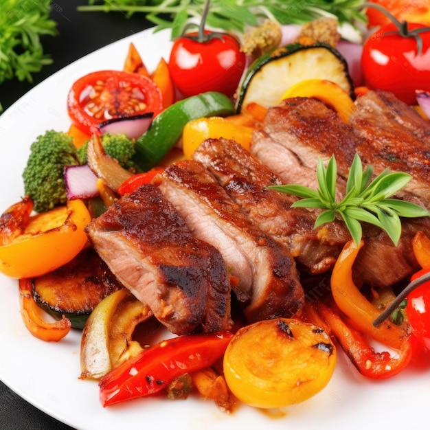 Un plato de comida con un montón de verduras.