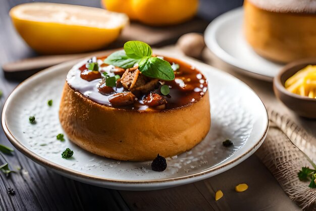 un plato de comida con un pan en él