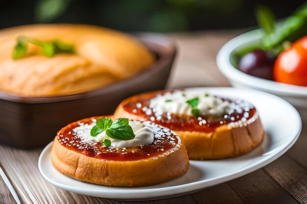 Un plato de comida con un plato de alimentos en él