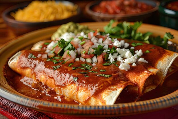 Foto un plato de comida con un plato de alimentos en él