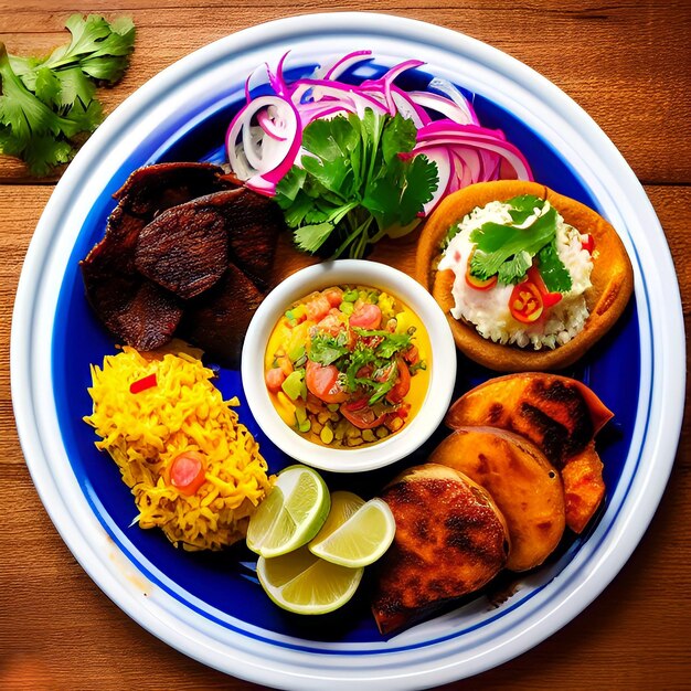 Un plato de comida con un plato de arroz y un plato de salsa.