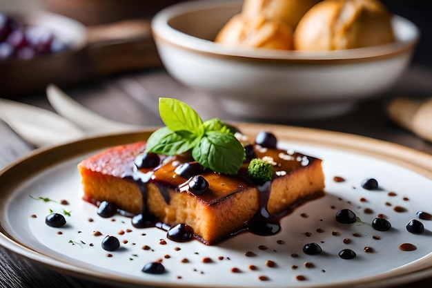 un plato de comida con un plato de fresas en la mesa