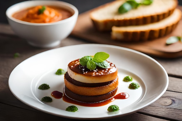 Un plato de comida con un plato de sopa encima