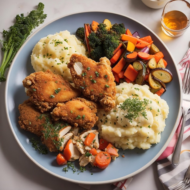 Un plato de comida con un pollo generado por Ai