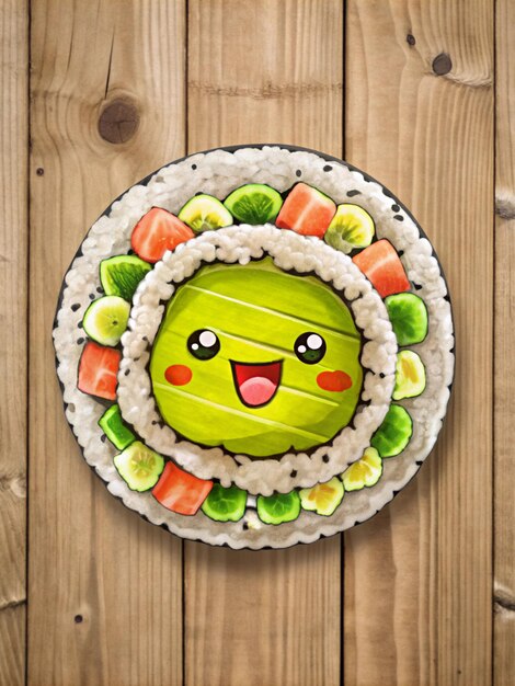 un plato de comida que tiene una cara