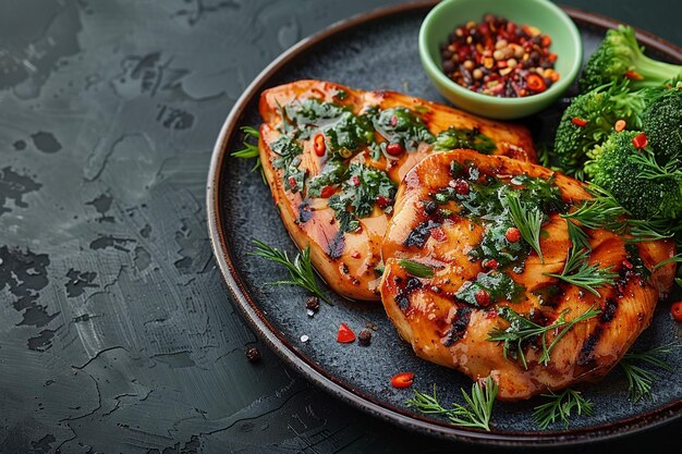 un plato de comida con un recipiente verde con un pequeño recipiente verde de comida en él