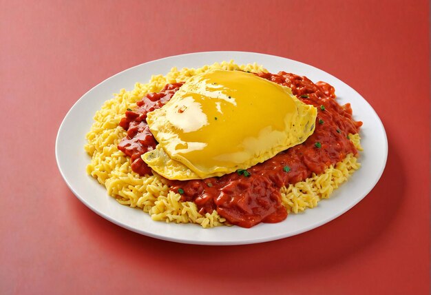 un plato de comida con una salsa amarilla en él