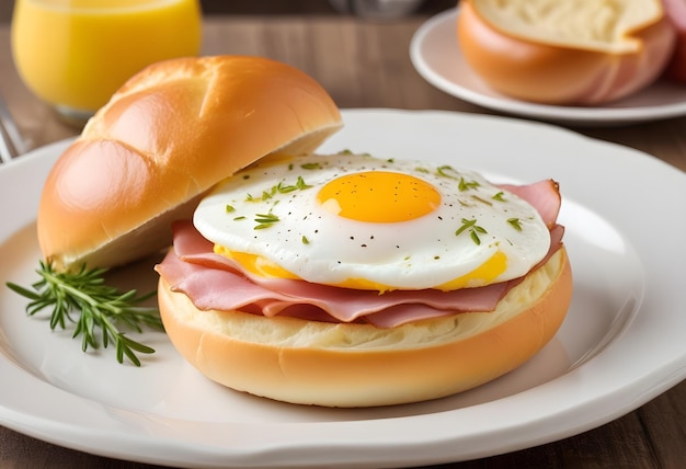 un plato de comida con un sándwich y un huevo en él