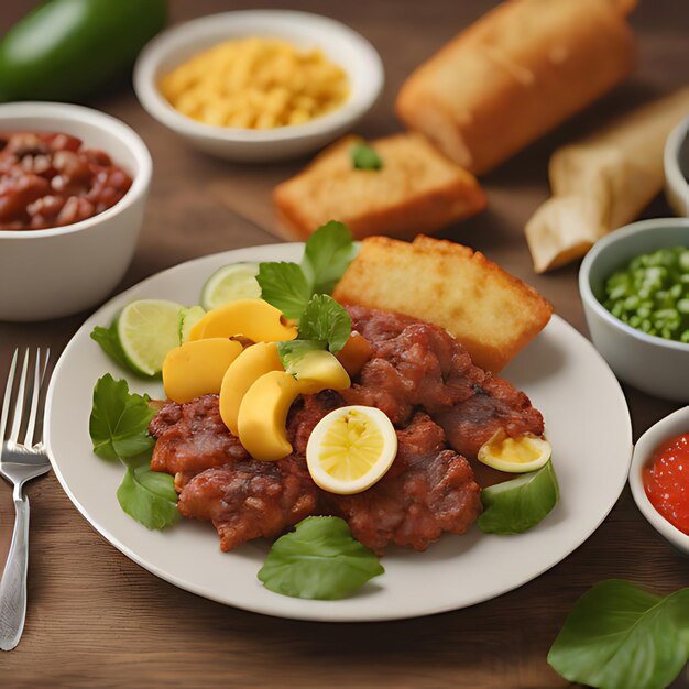 un plato de comida con un tenedor y un cuchillo en él