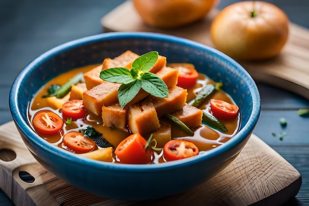 un plato de comida con tomates y pepino