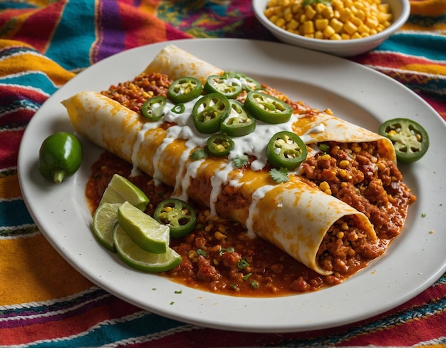 un plato de comida con tortillas y frijoles en él