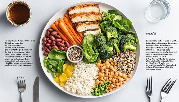 un plato de comida con verduras de arroz y arroz