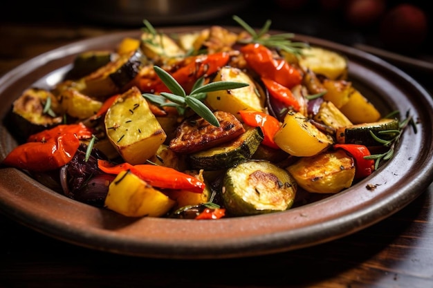 un plato de comida con verduras