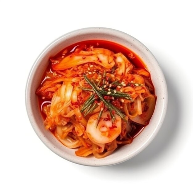 Plato coreano de vegetales fermentados con kimchi