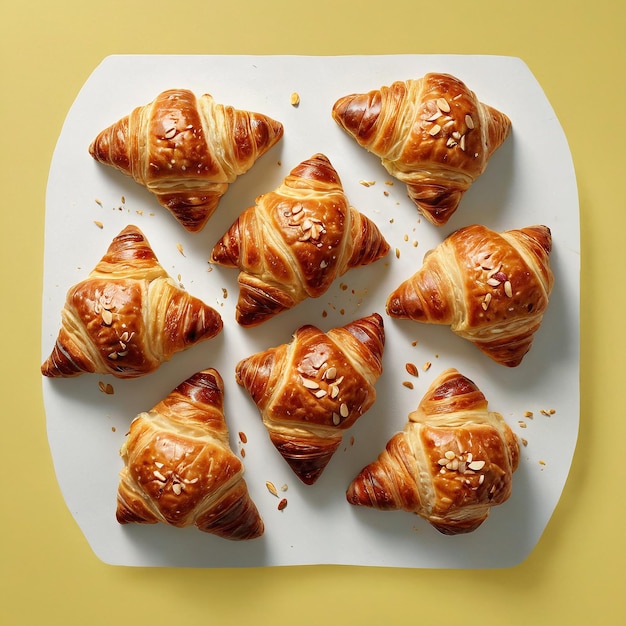 un plato de croissants con semillas en él