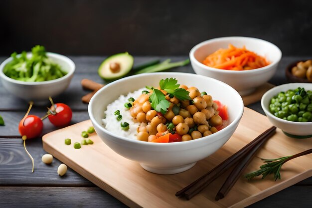 plato de cuenco de Buda con verduras y legumbres