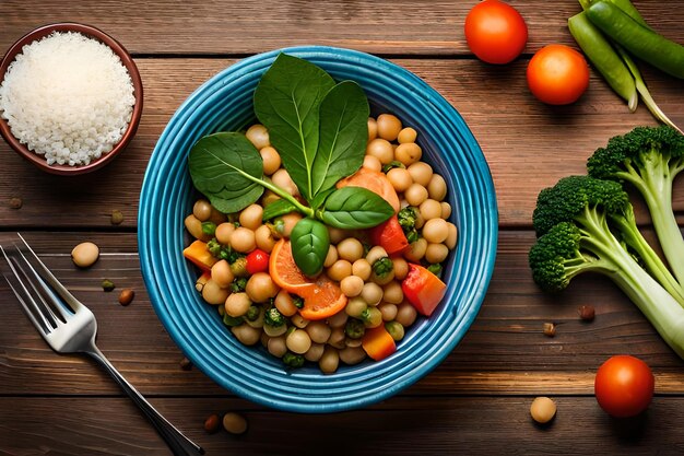 plato de cuenco de Buda con verduras y legumbres